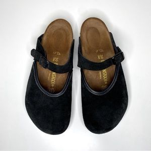 NWOT Birkenstock Rosemead Black Suede Mary Jane Clogs Sz 8, EU 39, reg width